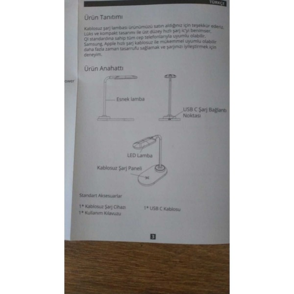 Kablosuz Şarjlı Masa Lambası