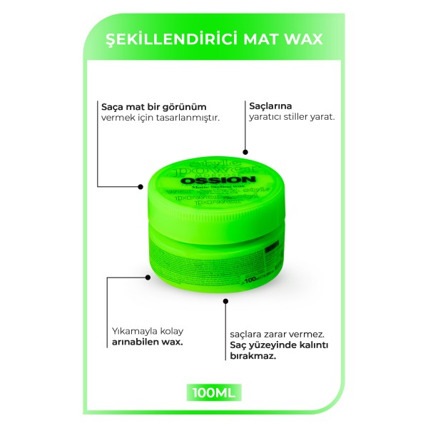 Ossion Mat Saç Şekillendirici Wax 100 ml